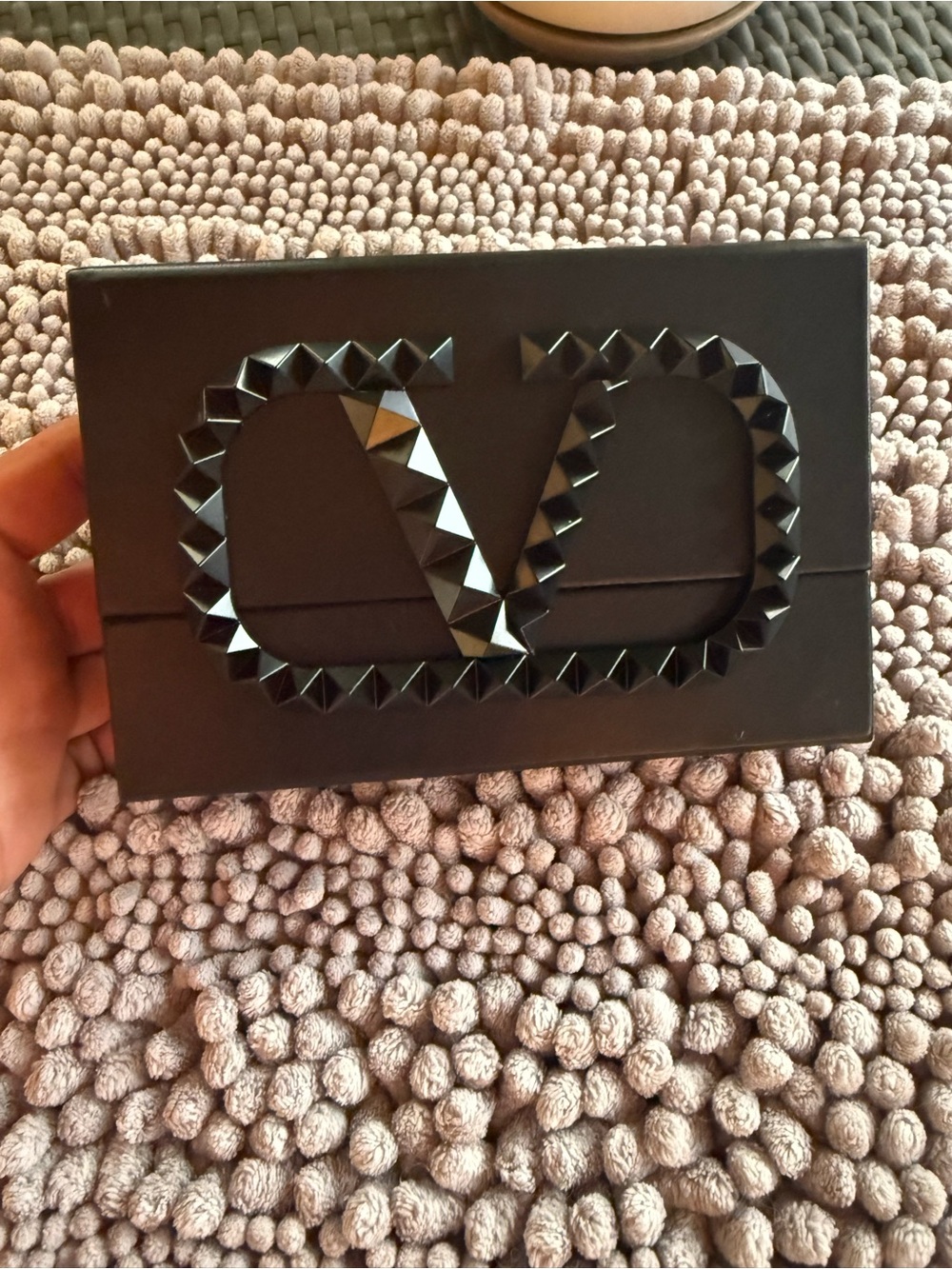 Valentino Black Studded V Logo Clutch